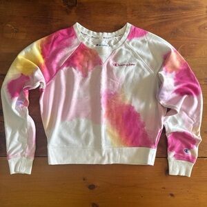 Champion Women's Colorful Crew Neck Sweater - Pink, Yellow, and White